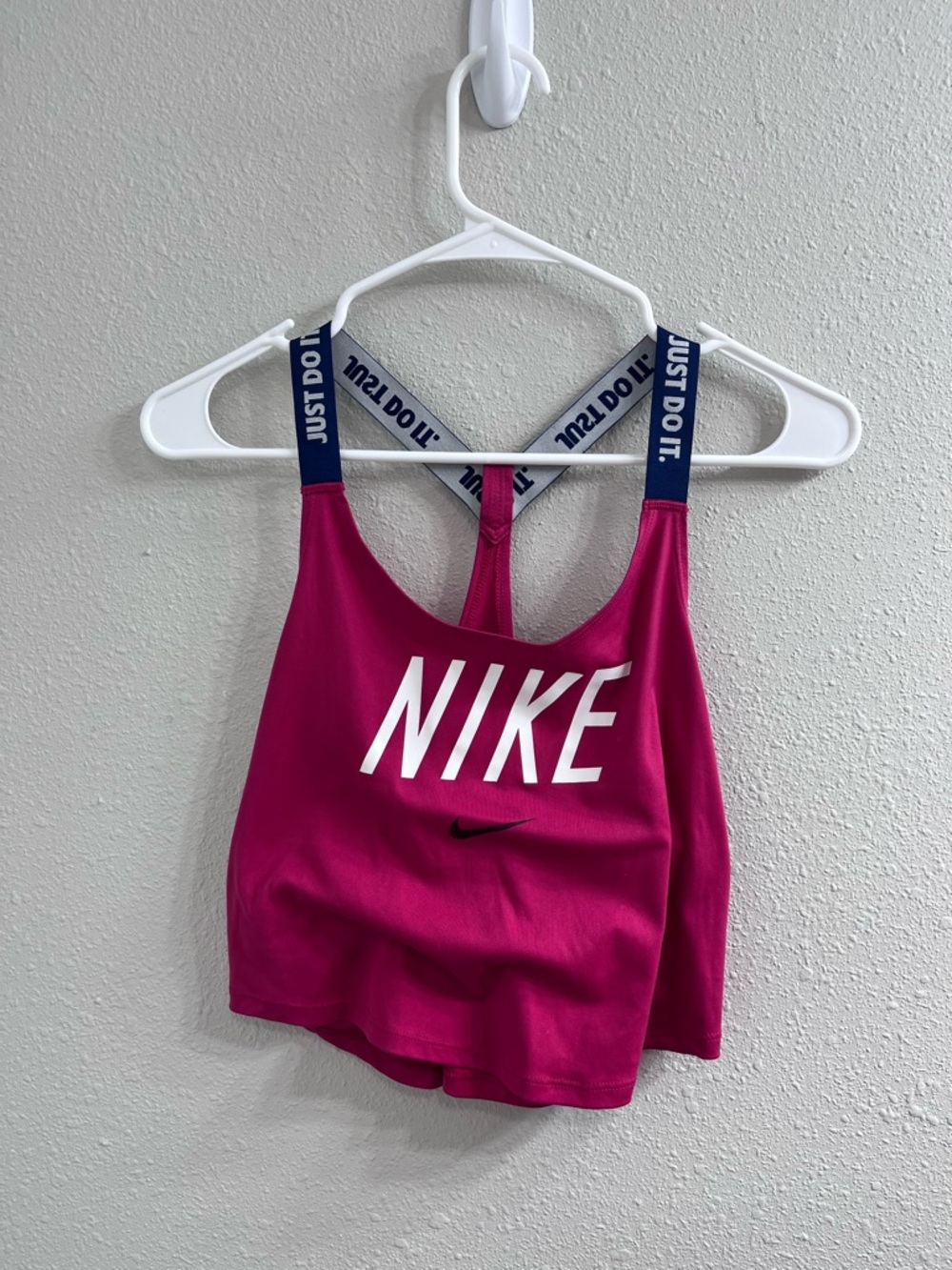 Nike Magenta Sports Crop Tank with Navy Branded Straps